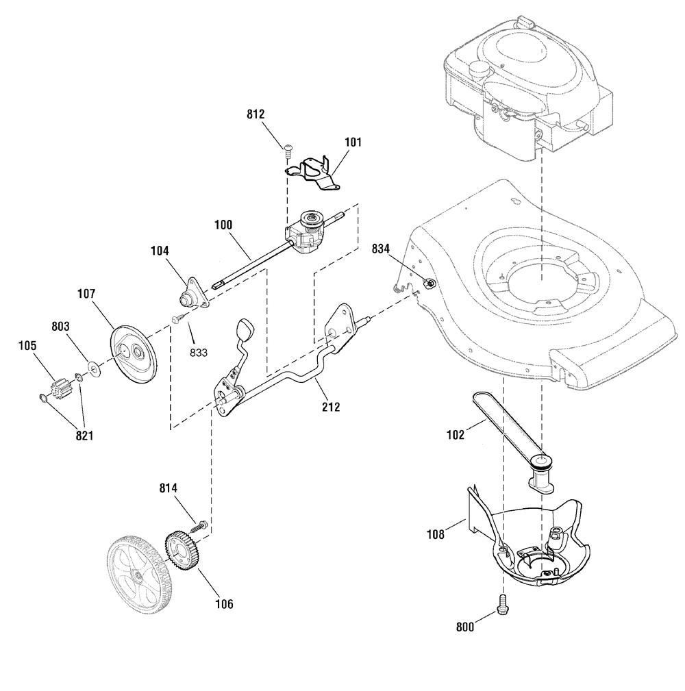 Drive Group Diagram and Parts List for 881026-MXH675 2010 Briggs and Stratton Lawn Mower